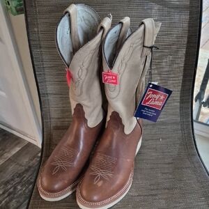 Tony Lama Brown and Cream Heeled Boots